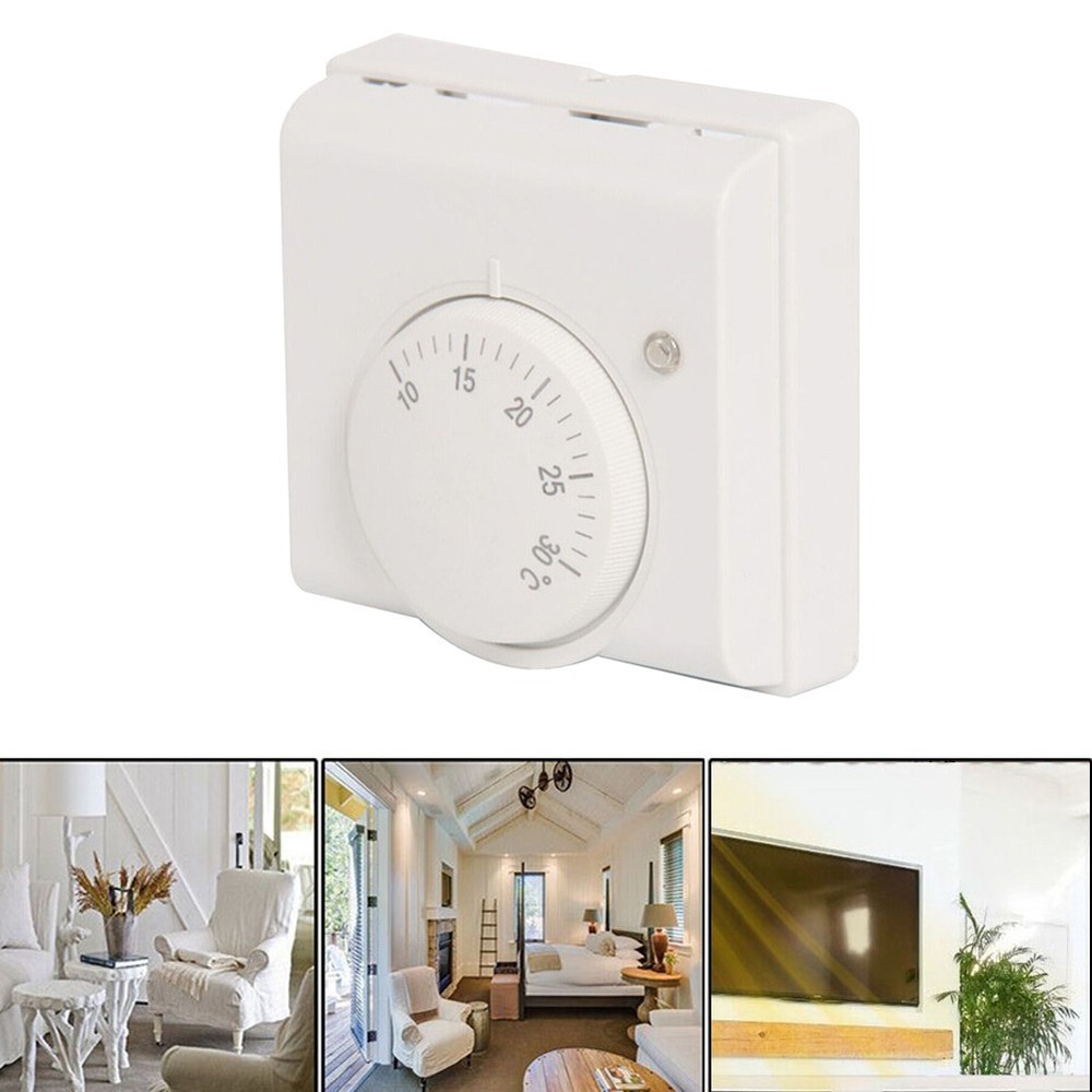 Thermostat Temperature Switch Room 2 Wire 220V AC Temperature Controller White