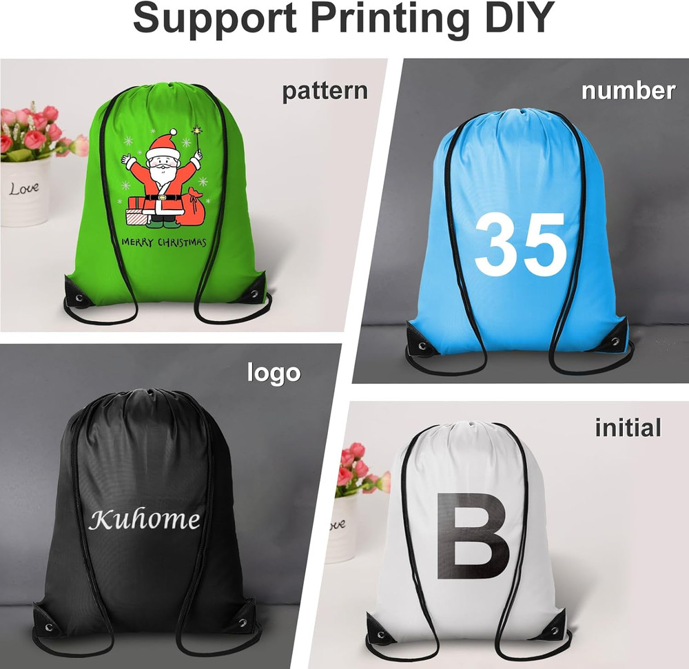 6Pcs Drawstring Backpacks Bulk String Bag Cinch Sack Pack Storage Knapsack Polye