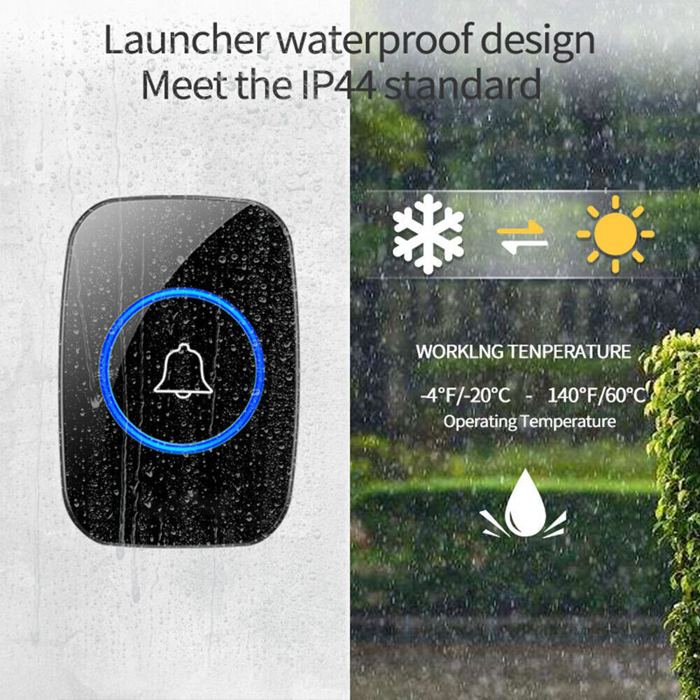 1000FT Wireless Doorbell Chime Kit Plugin Receiver Waterproof Adjustable Volume
