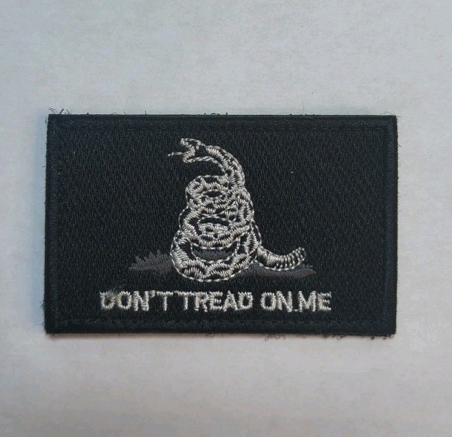 Gadsden Don't Tread On Me Snake Patch Hook And Loop Backing White Black
