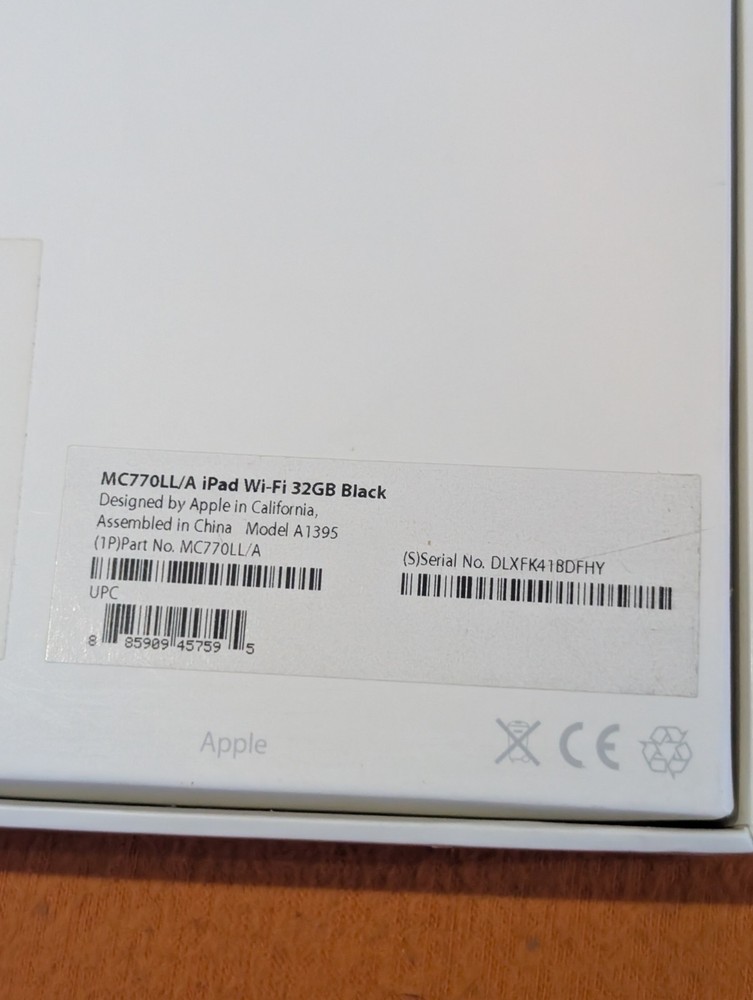 Replacement Empty Box Apple iPad Wi-Fi 32GB Black MC770LL/A