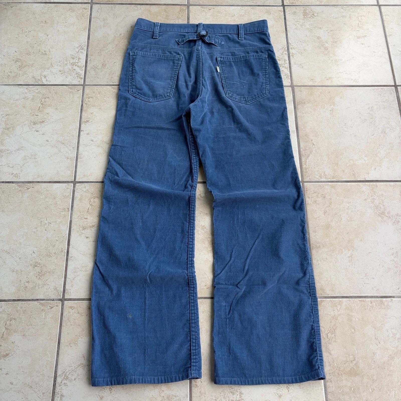 Vtg Levi’s Pants Mens 32x30 Blue Corduroy Bell Flare Buckle Back 70s Talon Zip