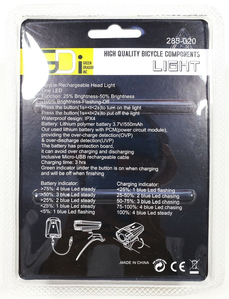 GDi Headlight LED USB Rechargeable 4 modes