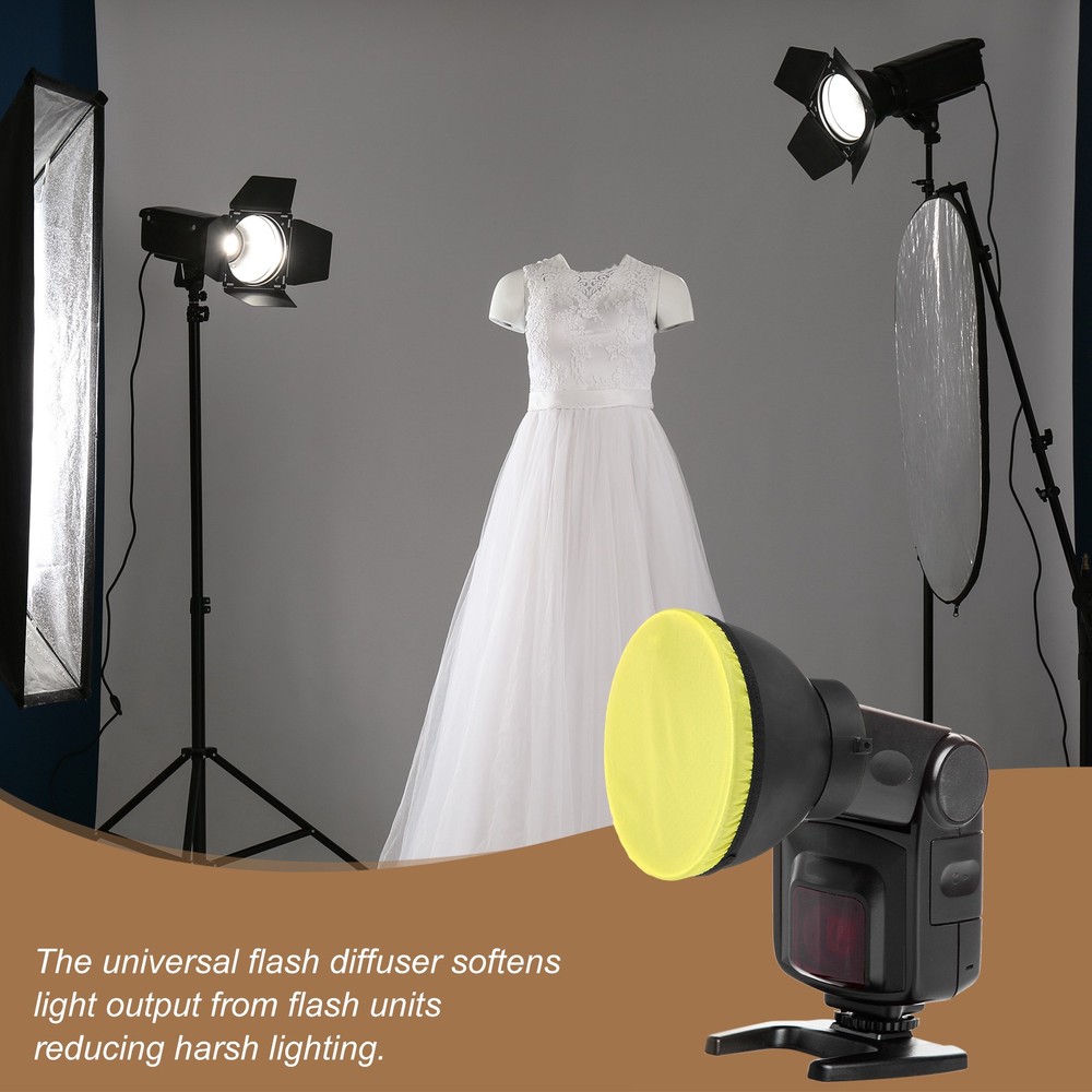 5pcs 6.3" x 6.3" Soft Mini Flash Bounce Diffuser Cap, for Flashlight, Yellow