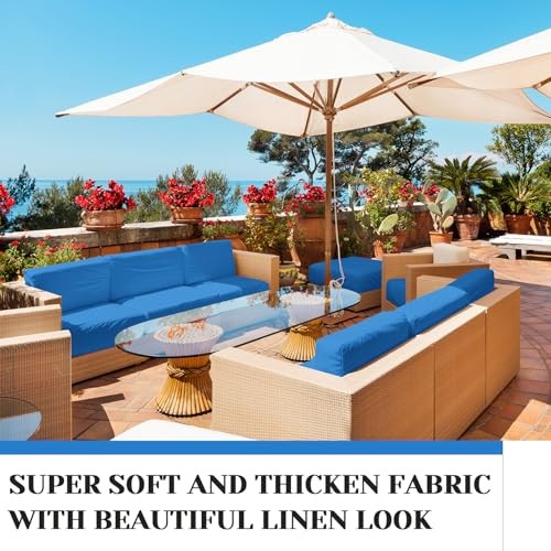 8 Pcs Patio Cushion Covers Outdoor Cushion Covers 24" X 24" X 4" Bright Blue