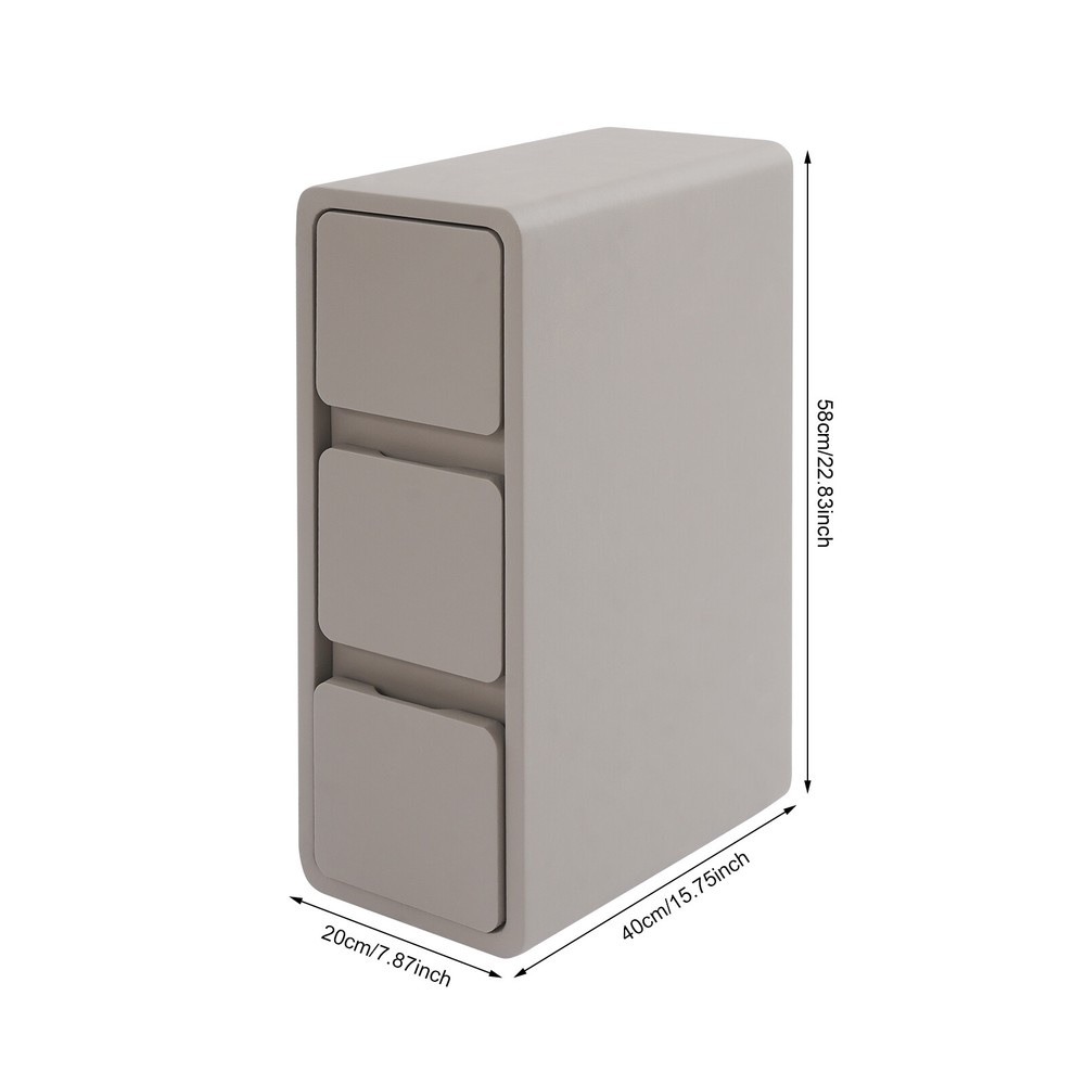Nightstand, Bedside Table with Drawers, Small Narrow Nightstand Deep Gray