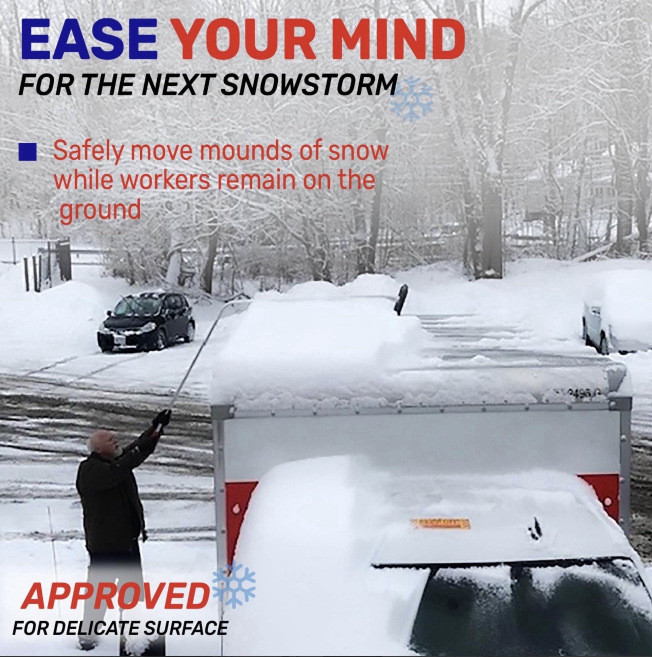 Mobile RoofBrum Snow Broom for Extra Large Vehicles, 12 Foot – No Scratch Snow