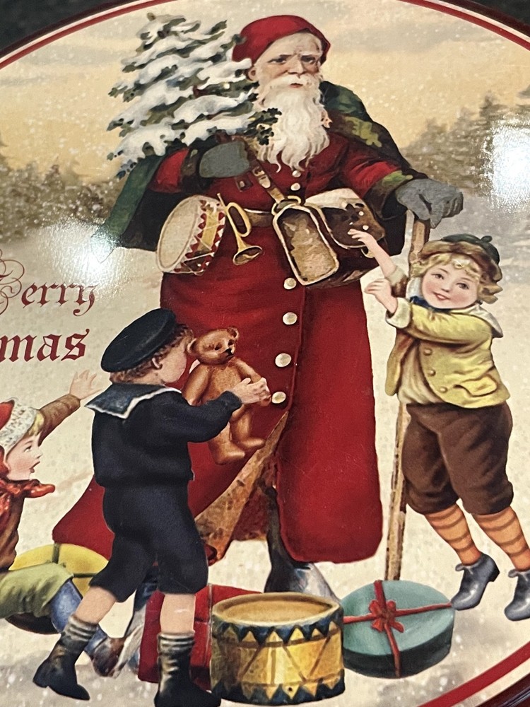 Santa Clause Decorative Tin - Christmas Holidays Nostalgia Container, EUC