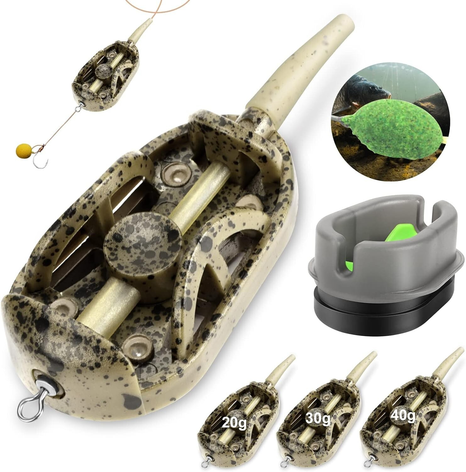 3pcs Carp Fishing Feeders Method with Fishing Weights 20g 30g 40g 50g 60g Tackle