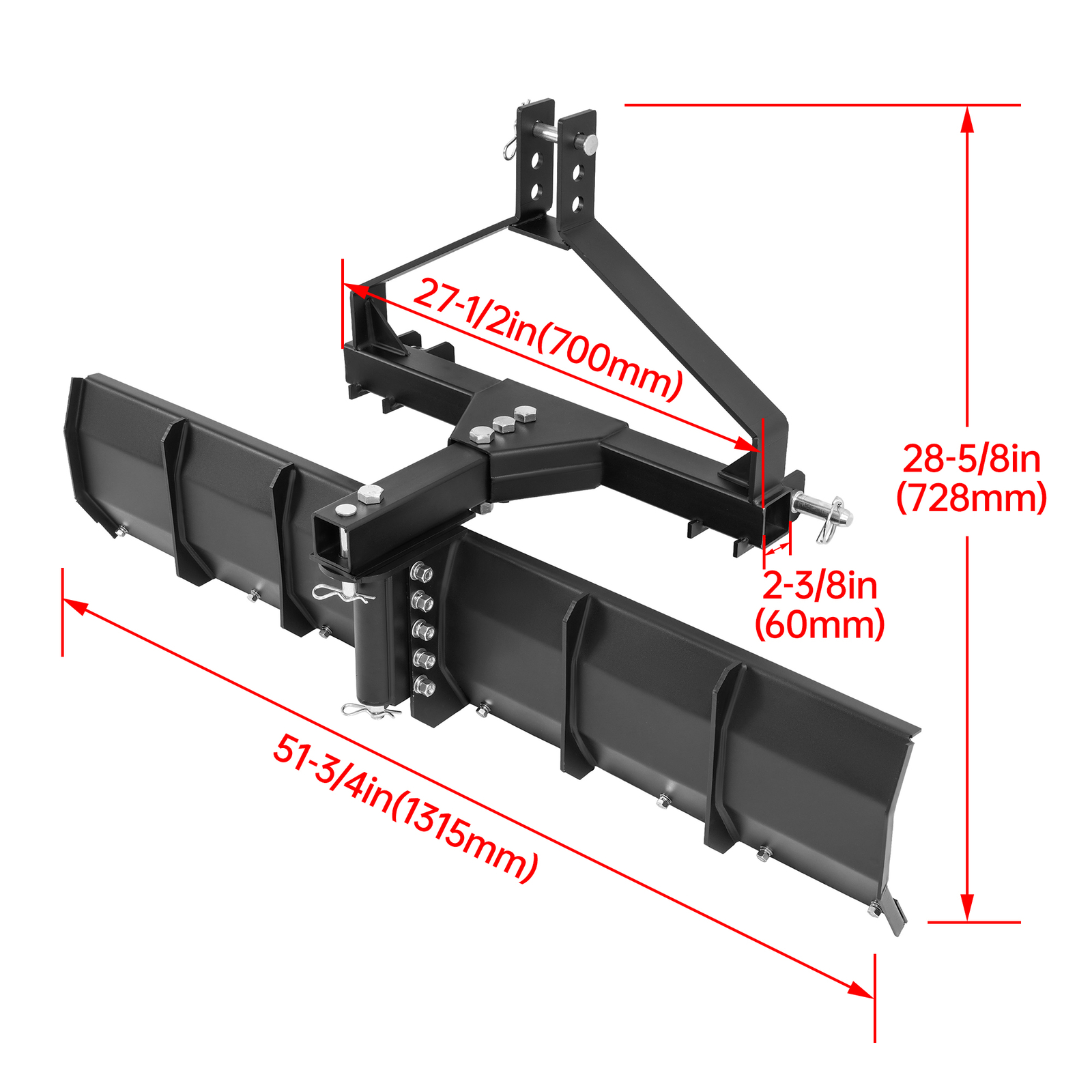 3 Point 52" Width Rear Grading Blade Scraper Blade fits Category 0 1 Tractor