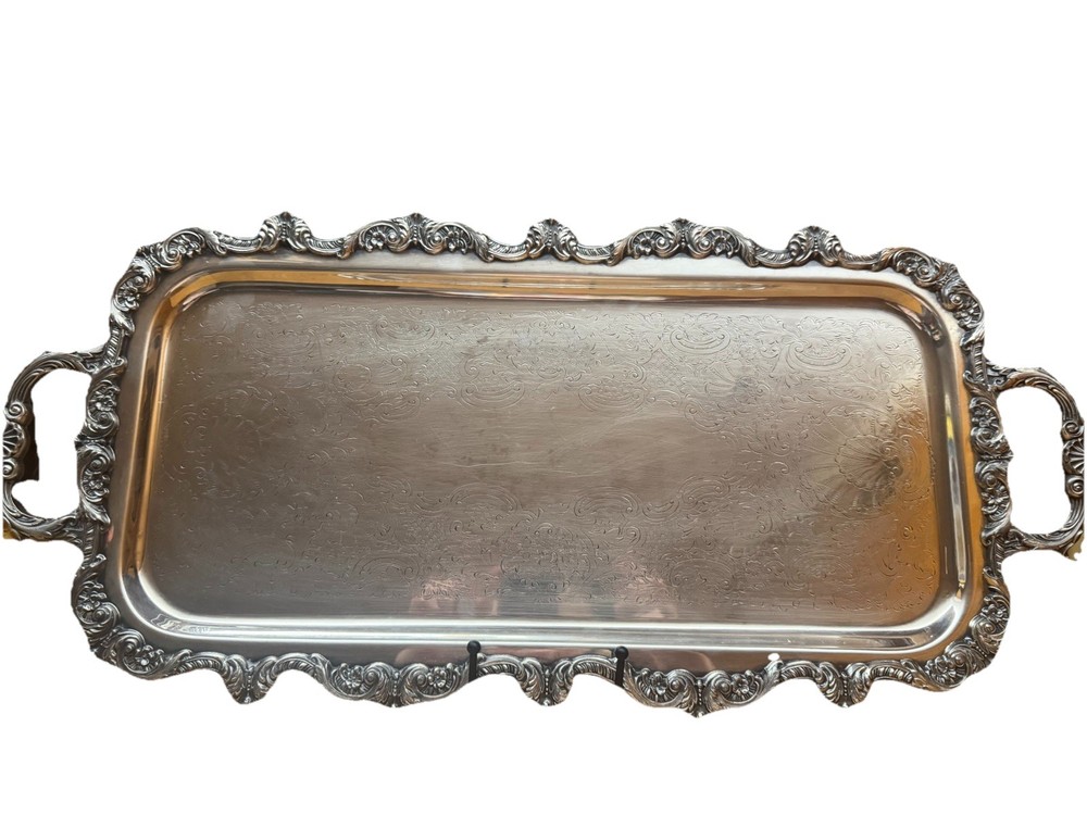 Poole Silverplate On Copper Old English Serving Footed Rectangular Tray 5031.