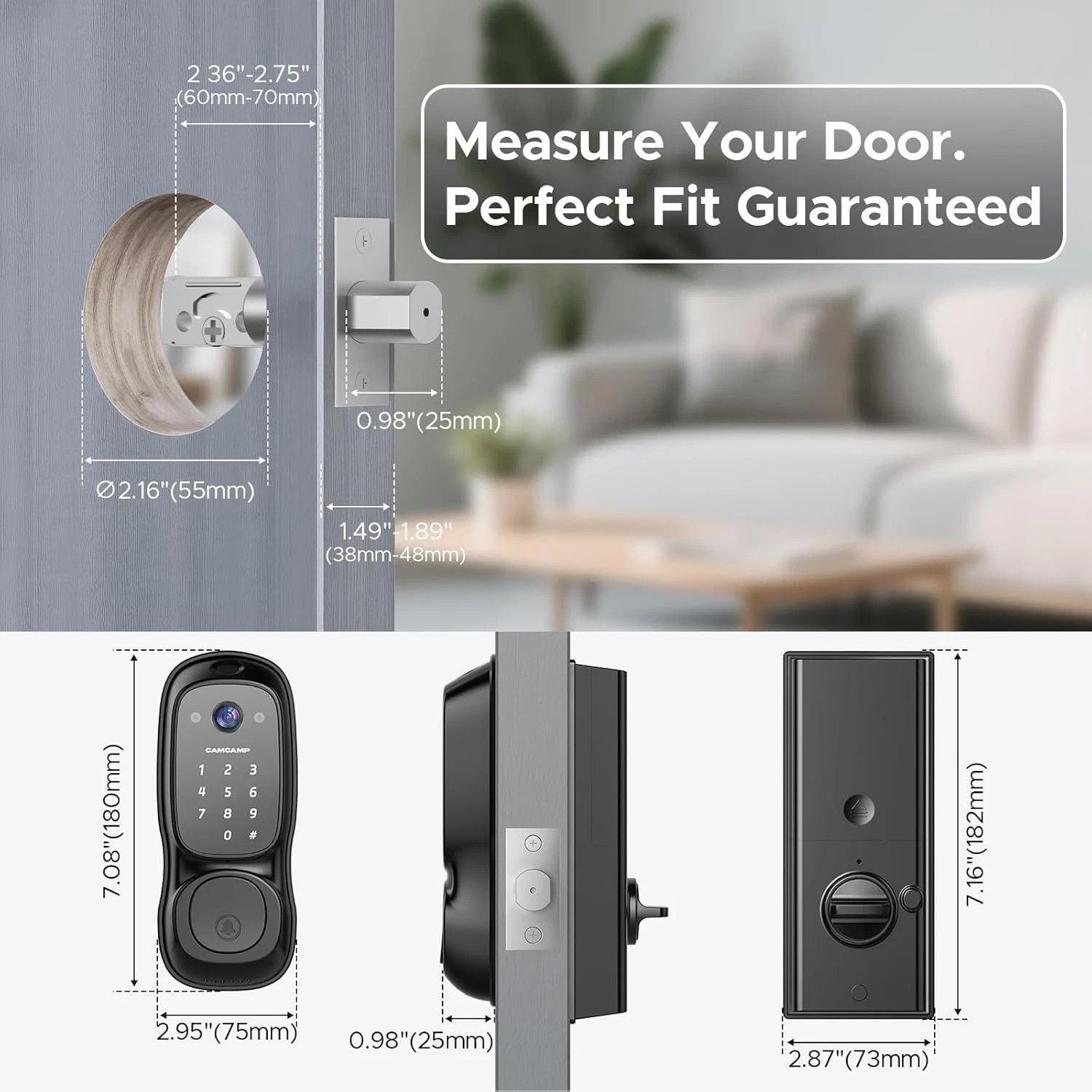 WiFi Video Smart Lock,6-in-1 Keyless Entry Door Lock with with Camera & Doorbell