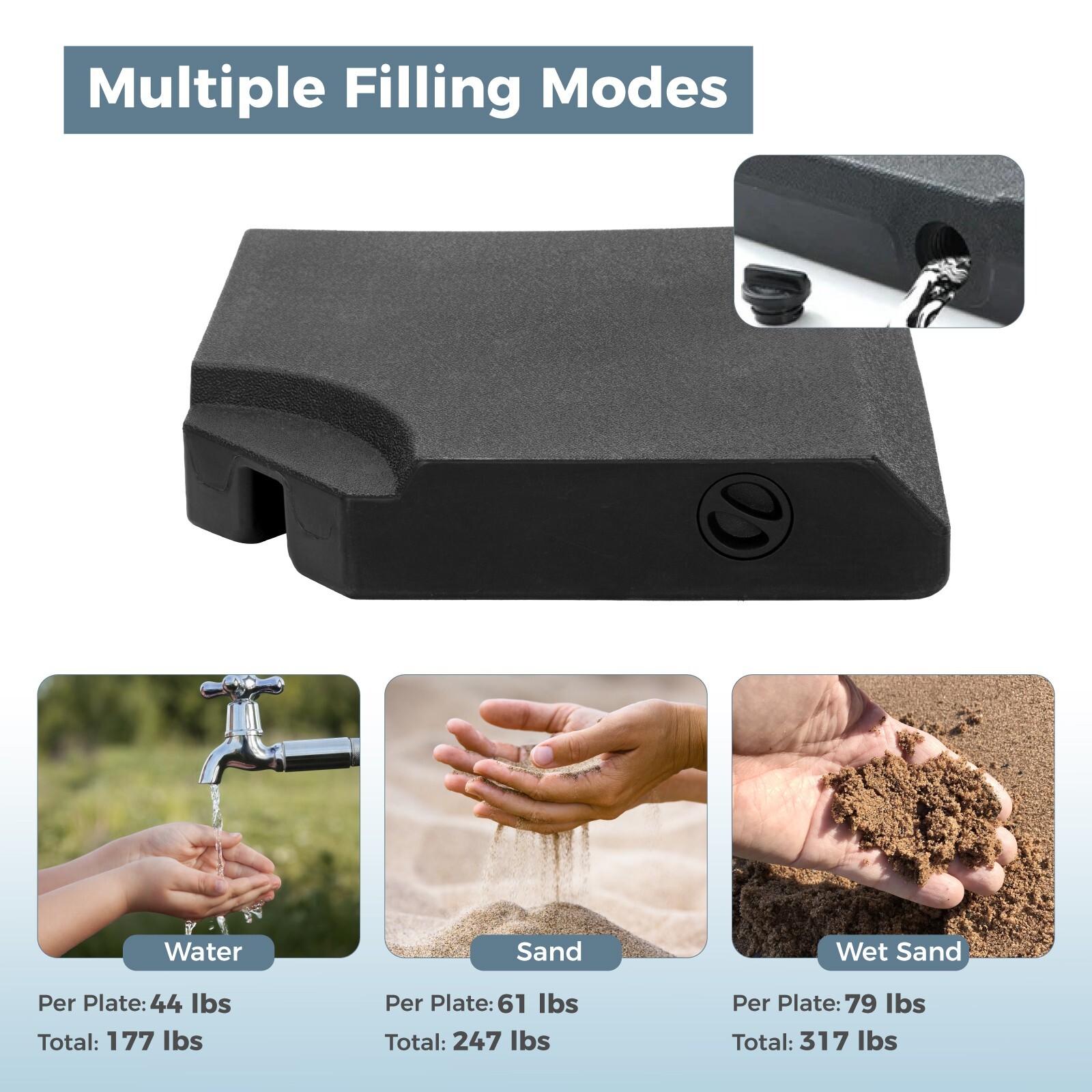 317 lbs Cantilever Offset Patio Umbrella Base Weight, Heavy Duty Square Outdoor