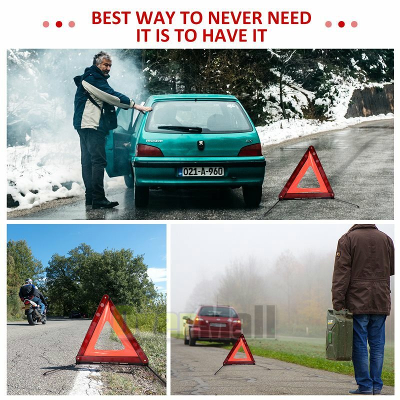 3 Pack Warning Car Triangle Reflective Road Emergency Breakdown Safety Hazard