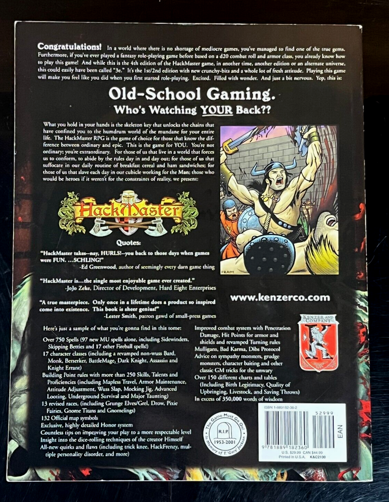 Dungeons Dragons HACKMASTER Player's Handbook Hacklopedia Kenzer Lot Hack Master