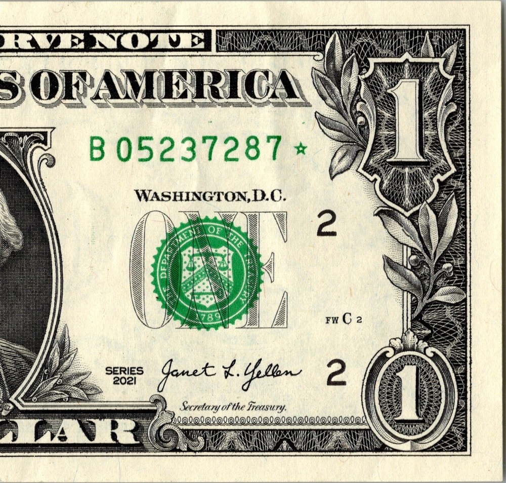 2021 B Star note Fancy Serial Number Regular Run
