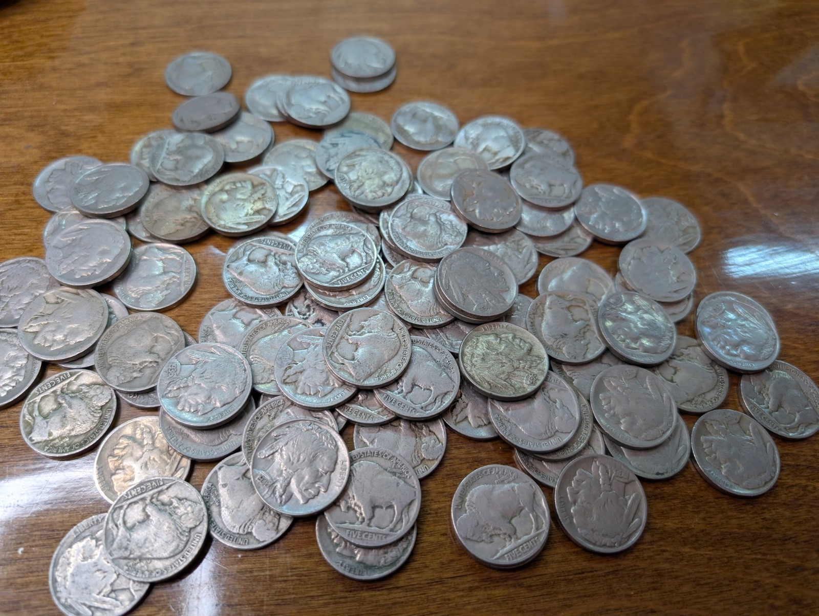 100 Buffalo Nickels - WITH DATES - Common US Nickel Coins