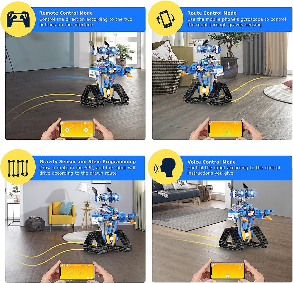 Robot Toy w/ App or Remote Control - STEM Science Programmable Building Block Ki