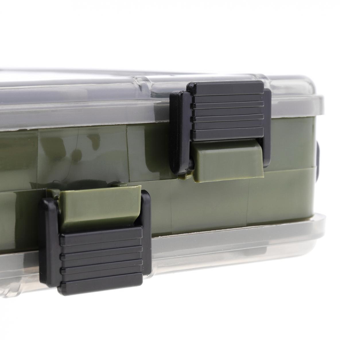 Double Sided Tackle Storage Box14 Tray Plastic Fishing Lure Bait Organizer Case