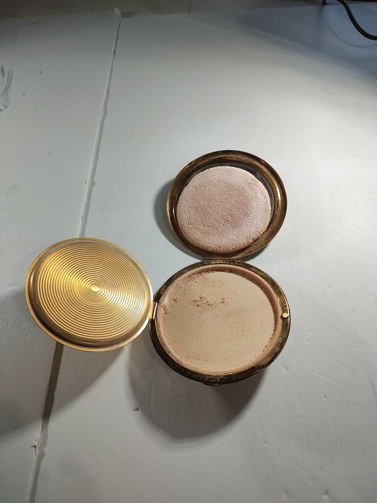 Vintage Makeup Powder Case Solid Brass with Engraved Lettering MCM