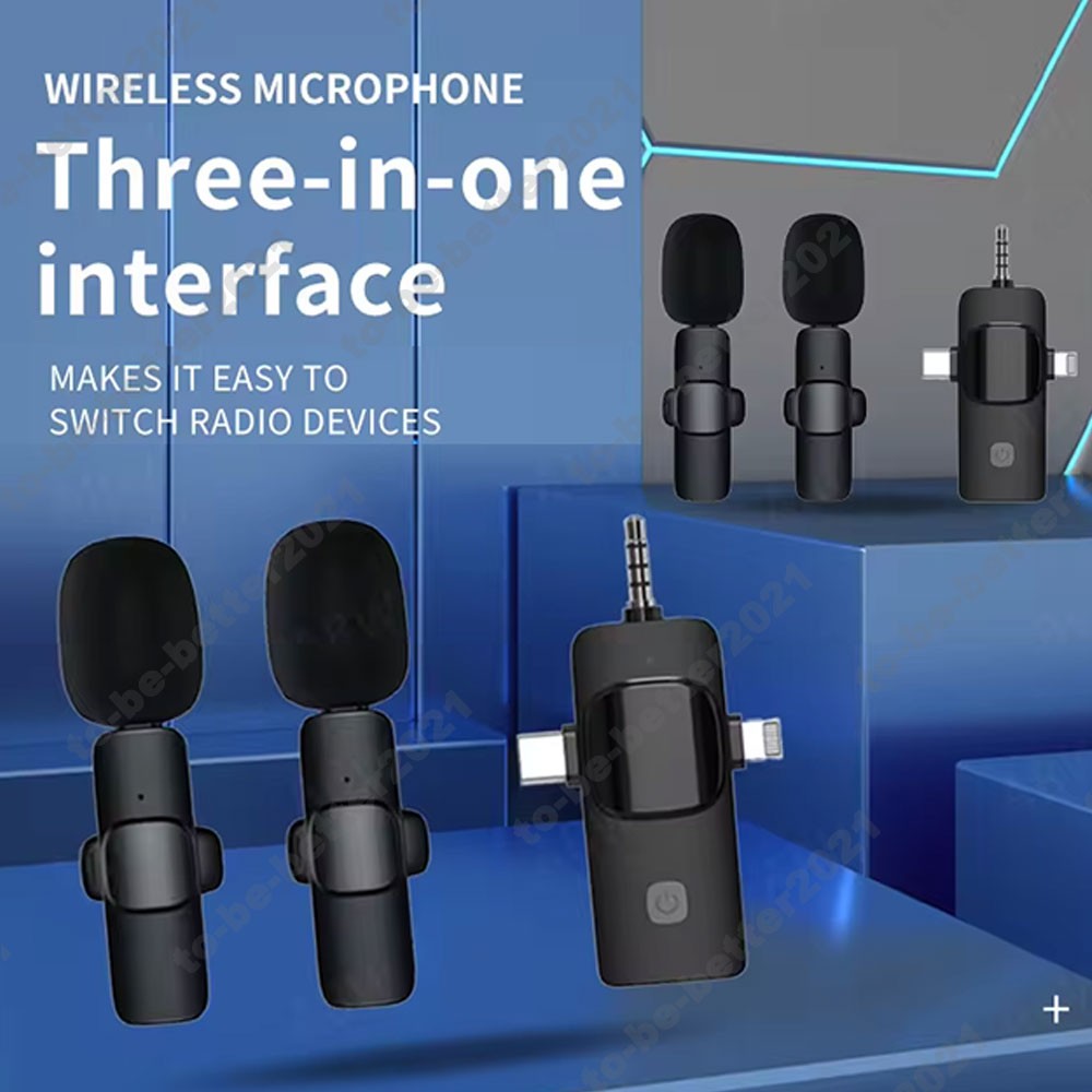 Wireless Lavalier Microphone Vlog Live Stream Mic For Phone Android iPhone ipad