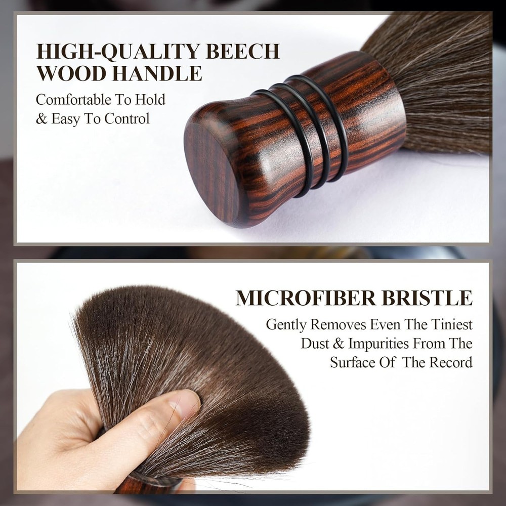 Anti-Static Record Cleaner - Large Brush with Soft Microfiber Bristles