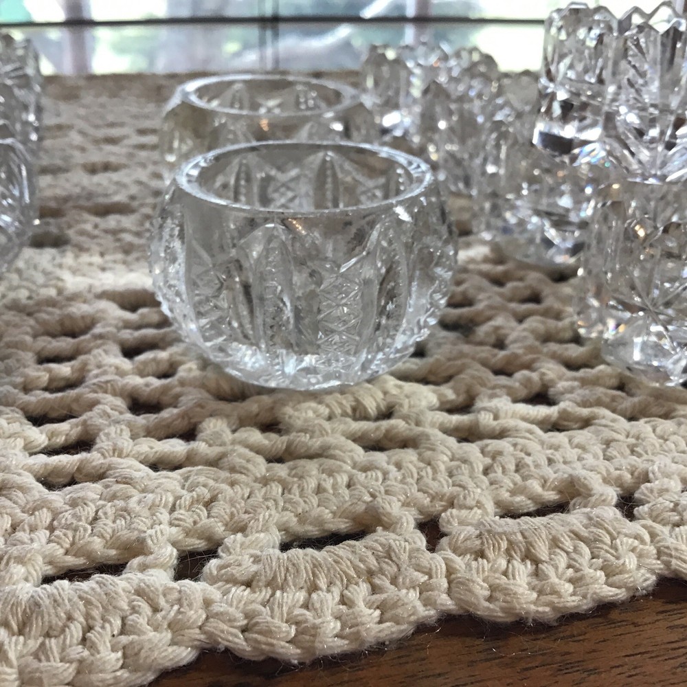 12 antique crystal open salts