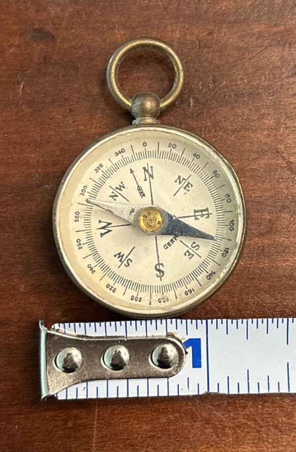 Antique German Miniature Brass Pocket Compass