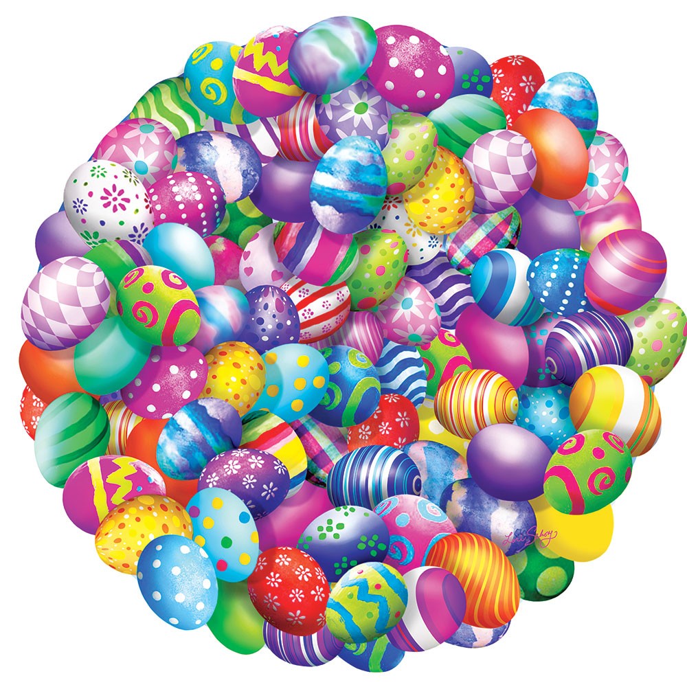 SunsOut Easter Eggs 500 pc Round Easter Jigsaw Puzzle