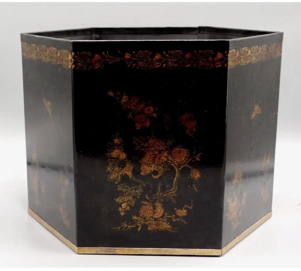 Italian Regency Style Toleware Jardinieres Preserved Boxwood Pair Gumps