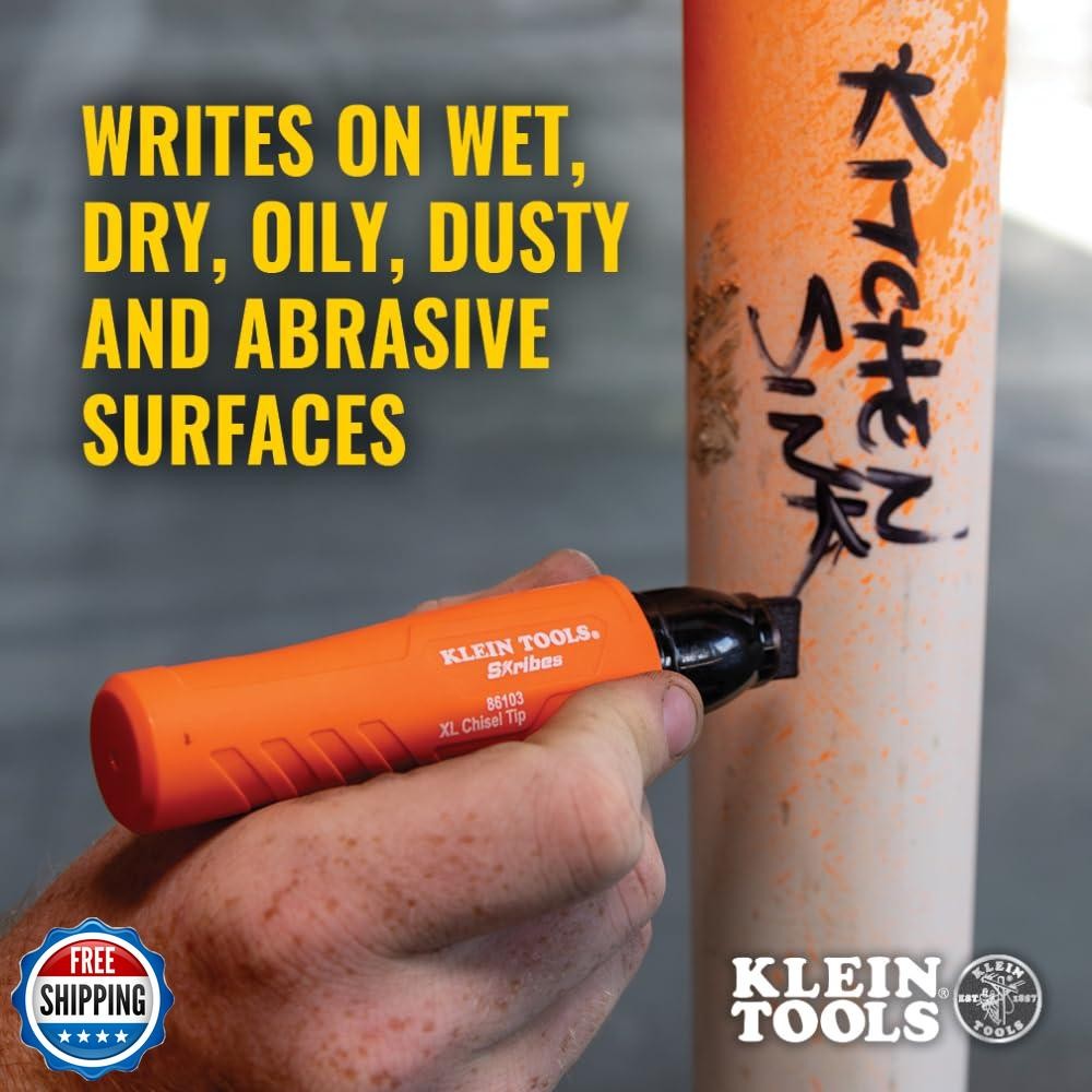 Klein Tools 86103 Skribes XL Permanent Marker, Chisel Tip, Professional-Grade