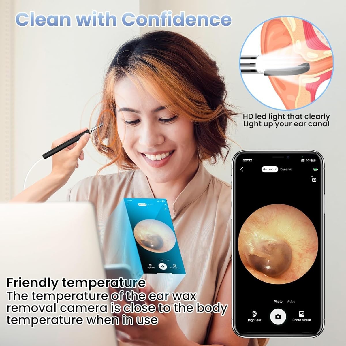 Ear Wax Removal 1080P Remover Cleaner with Camera Tool Otoscope Waterproof Gifts