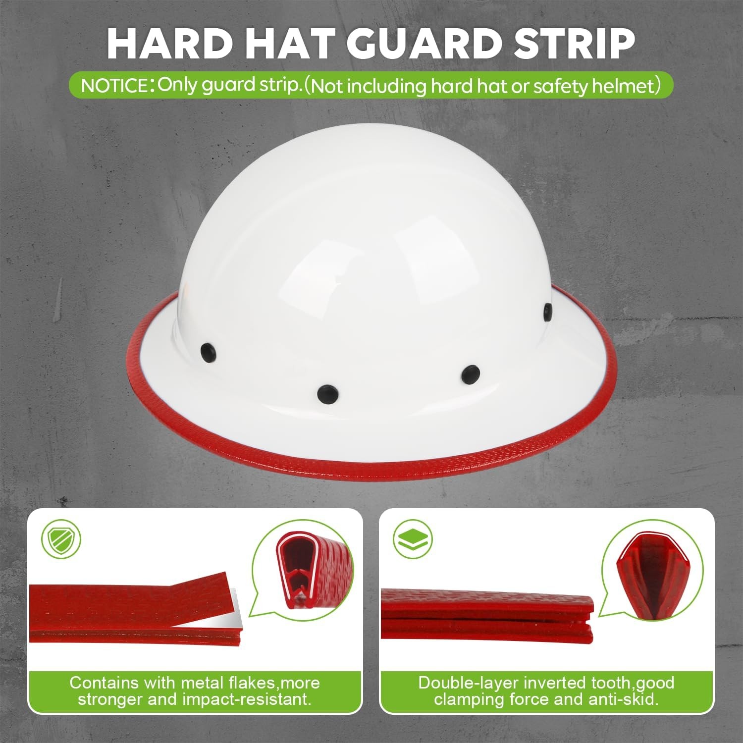 GREEN DEVIL Full Brim Guard, Hard Hat Guard Strip,Hard Hat Accessories for Stren