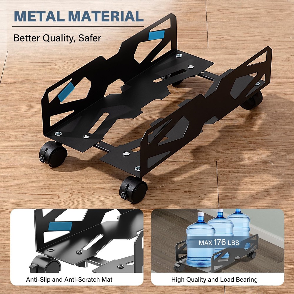 Hovadova Adjustable Computer Tower Stand, Ventilated PC Large, Black