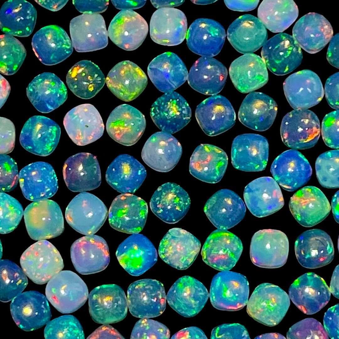 20 Pcs Natural Opal 4mm Cushion Flashy Untreated Loose Cabochon Gemstones Lot