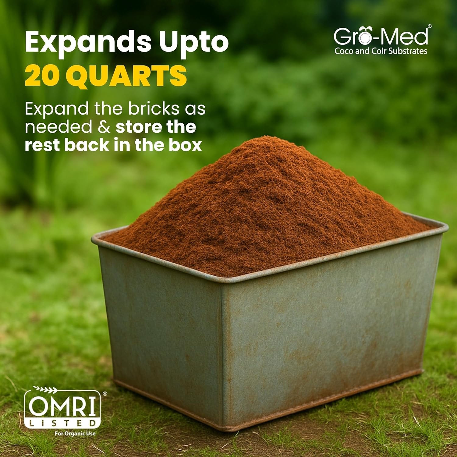 Coco Coir Brick 10 Lbs – Expands to 80 Quarts – Organic Potting Soil