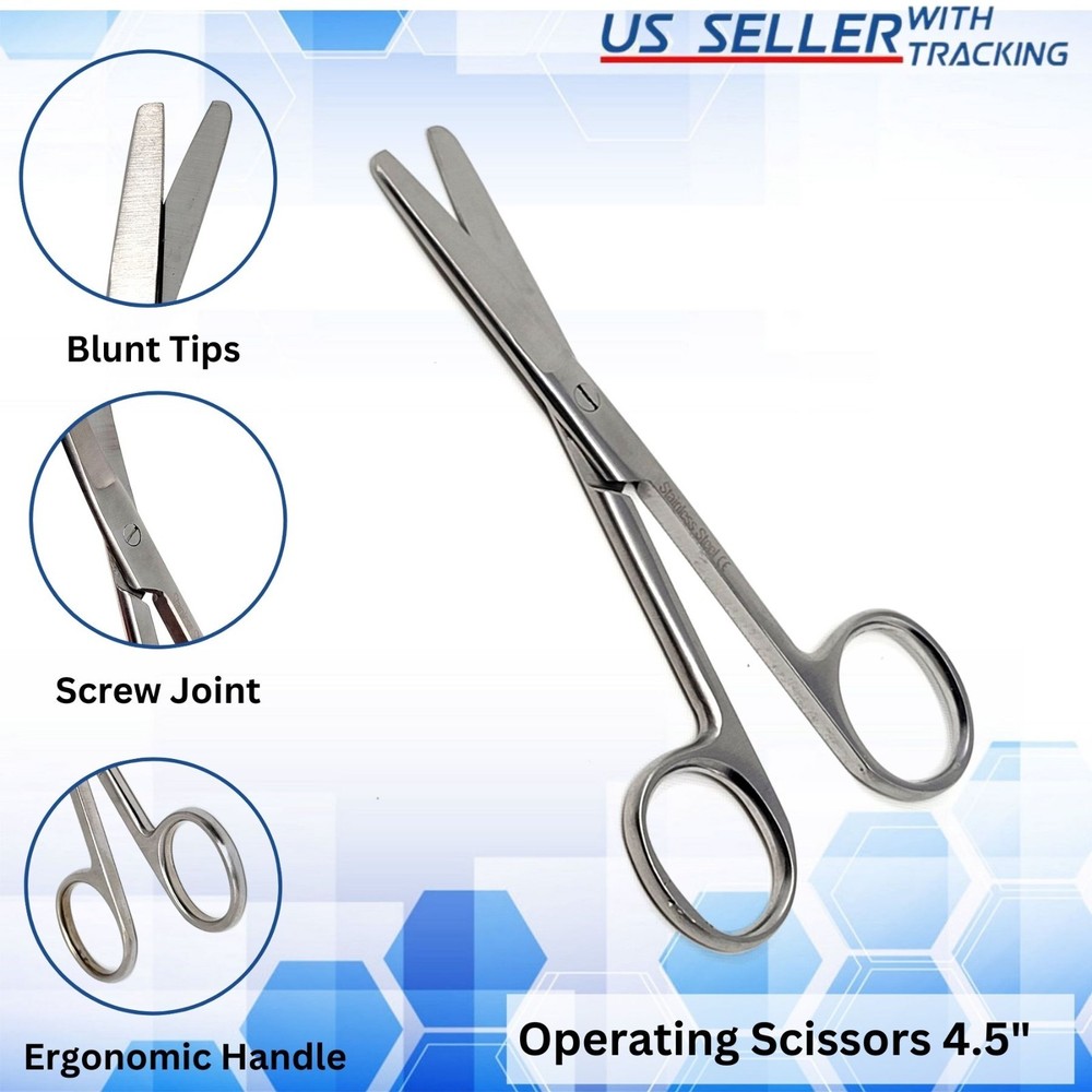 Operating Dissecting Surgical Scissors 4.5" Straight Sharp Blunt Blades