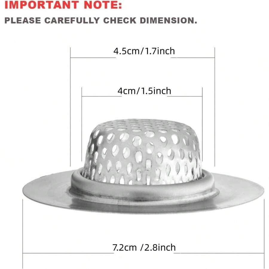 2Pc Bathtub Drain Strainer Hair Catcher Stainless Steel Filter Basket 1.65"-3.0"