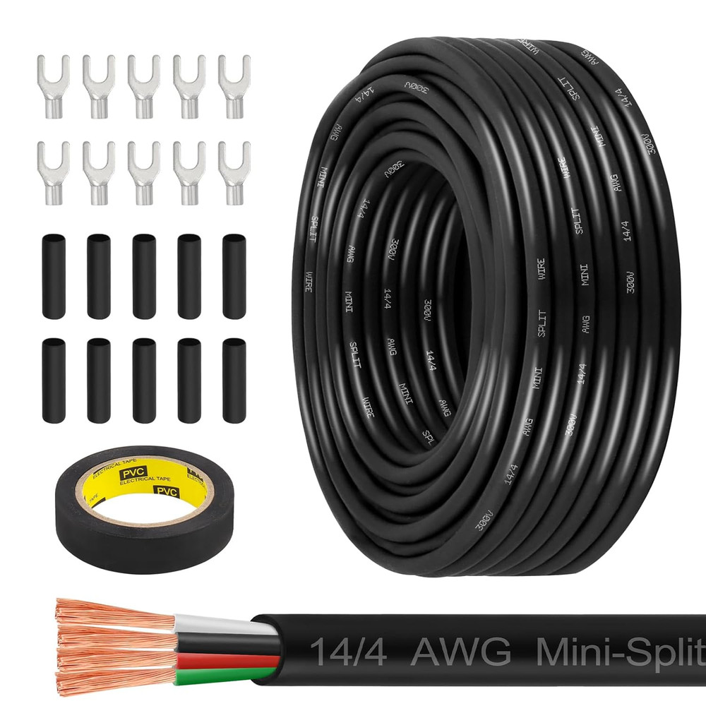 14/4 AWG Mini-Split Cable - 50FT 14 AWG 4 Conductor Control Cable 300V Stranded