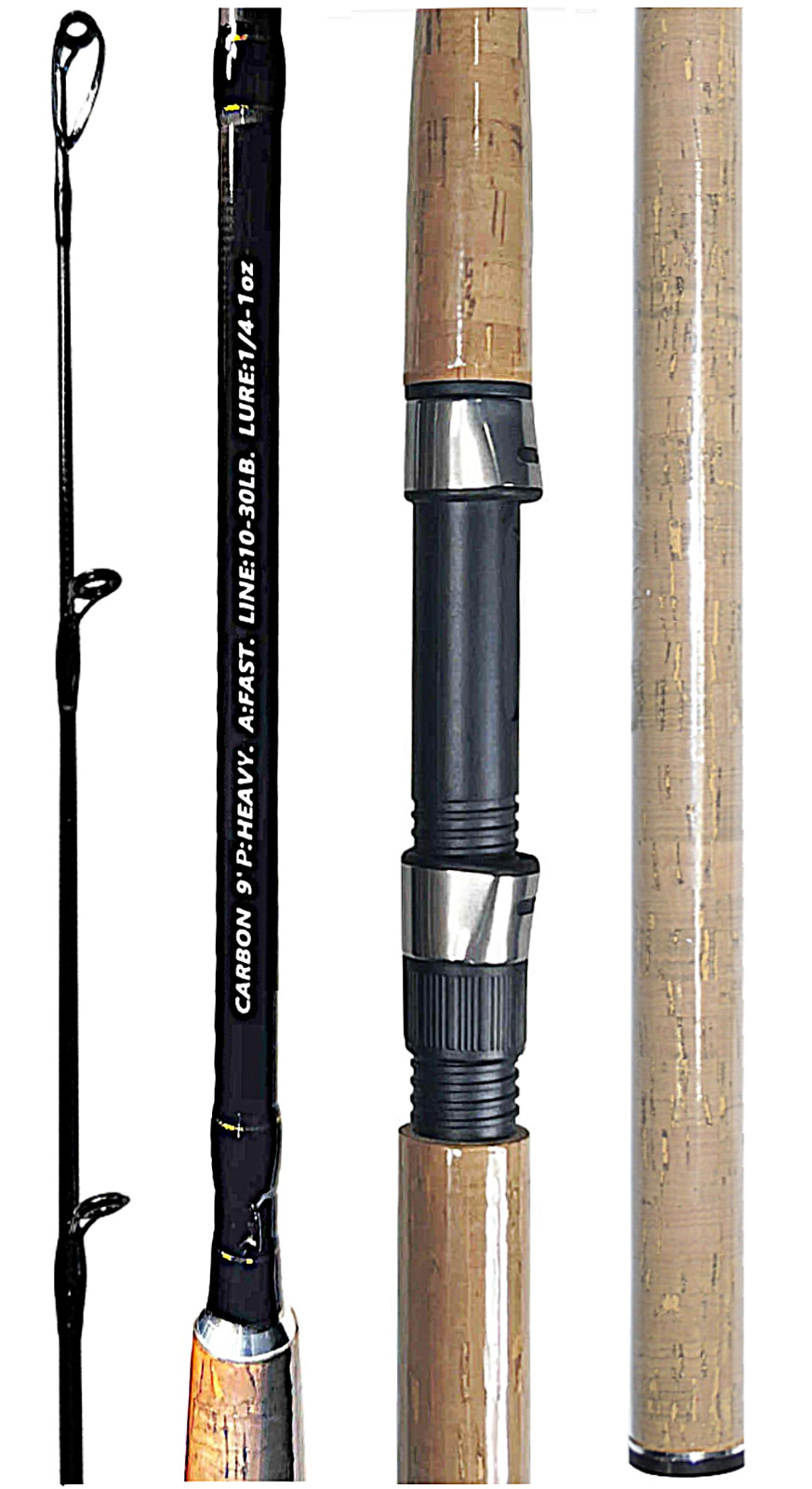 9ft Fishing Rod Spinning Pole Carbon Fiber Reel Combo line Heavy Fast 2 section