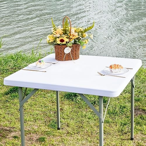 Square Fitted Table Cover Elastic Tablecloth Stretch 34" x 34" (Square) White