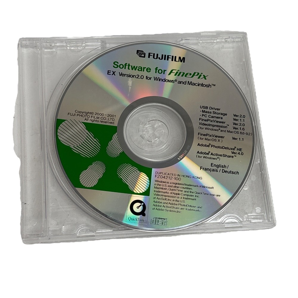 FujiFilm Software for FinePix EX Version 2.0 for Windows & Macintosh DISC ONLY