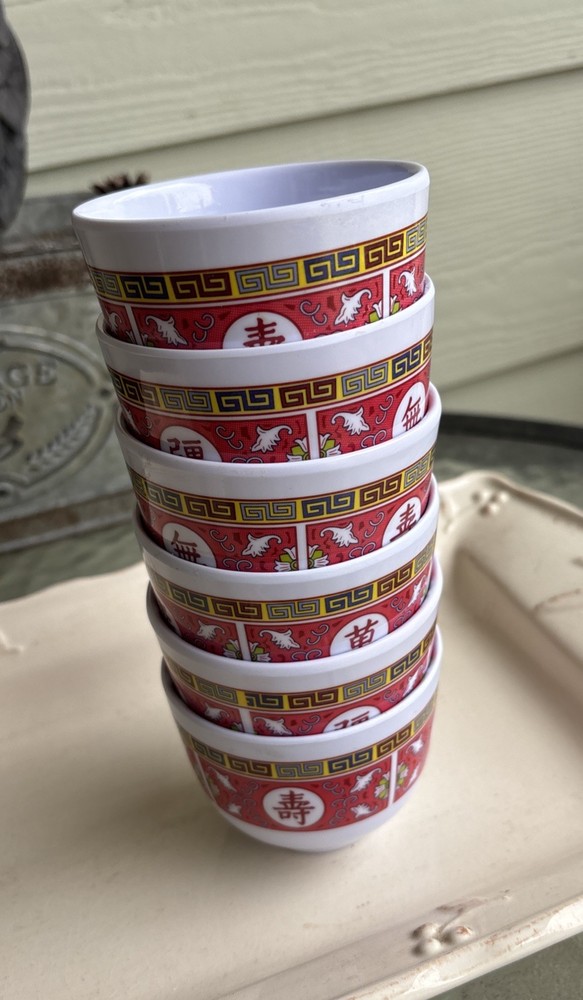 6 Thunder Group Longevity Pattern Melamine Small Sauce Dip Bowls 3 Inch