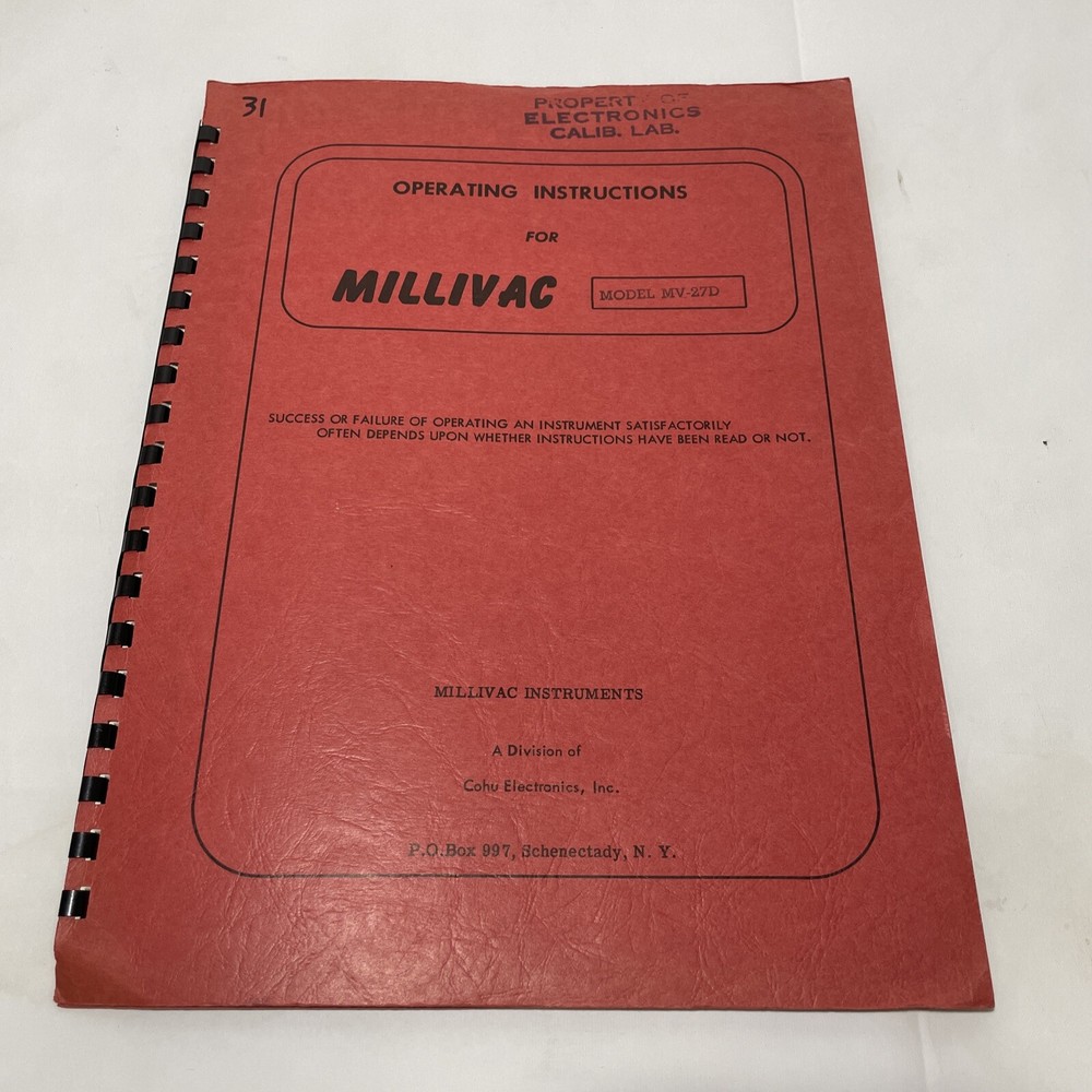 Millivac Model MV-27D DC Microvoltmeter Operating & Servicing Manual