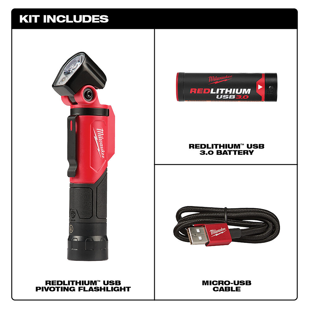 Milwaukee 2113-21 REDLITHIUM USB Rechargeable Pivoting Flashlight