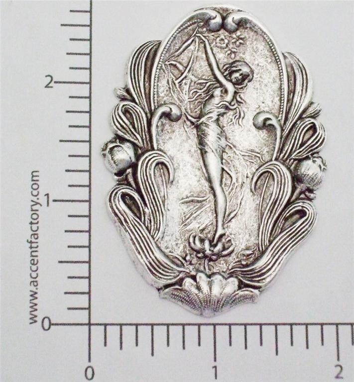 12864 Plated Brass Victorian Ornament Jewelry Finding Silver Oxidized