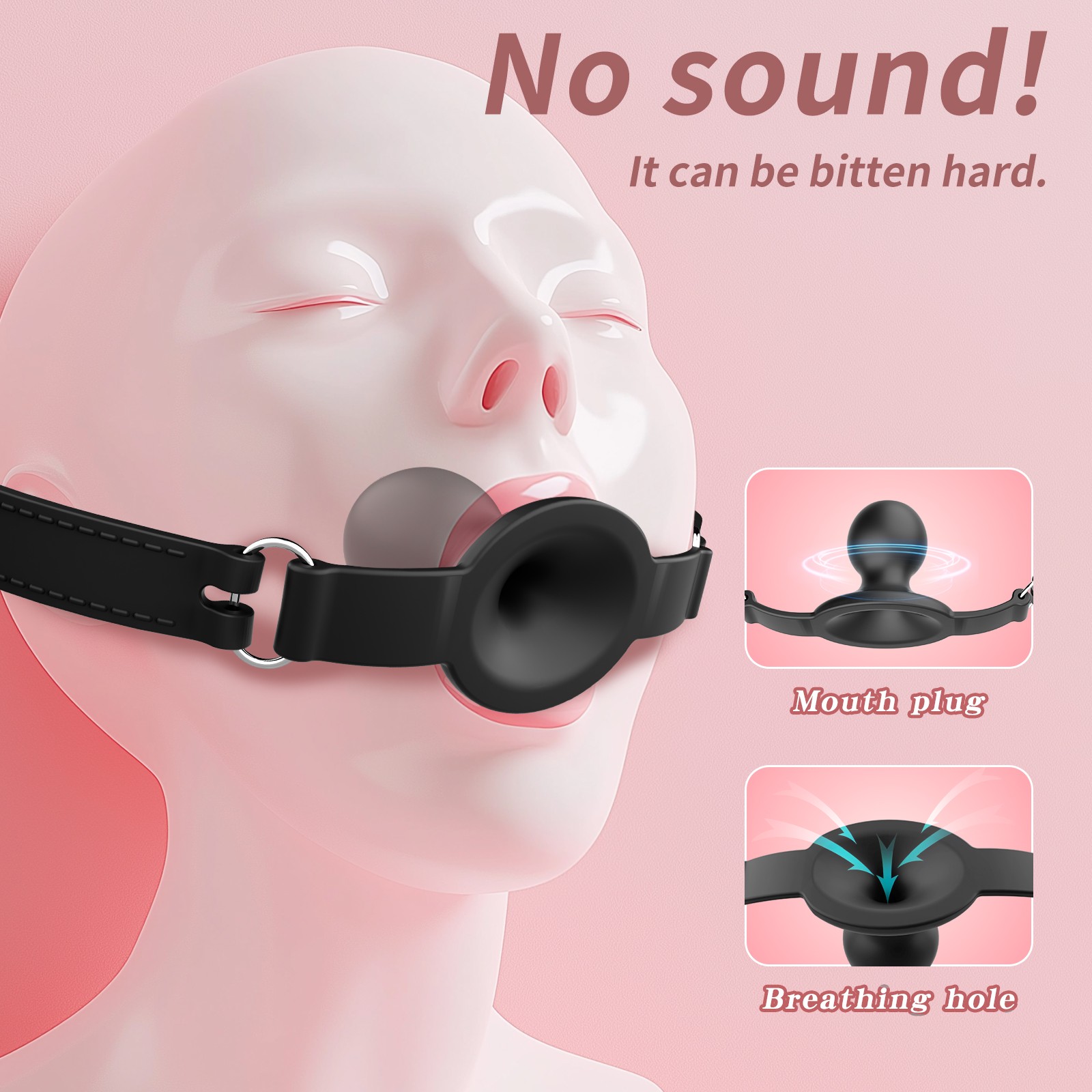New Silicone Mouth Gag Breathable Ball BDSM Adjustable Belt Mouth for Couple