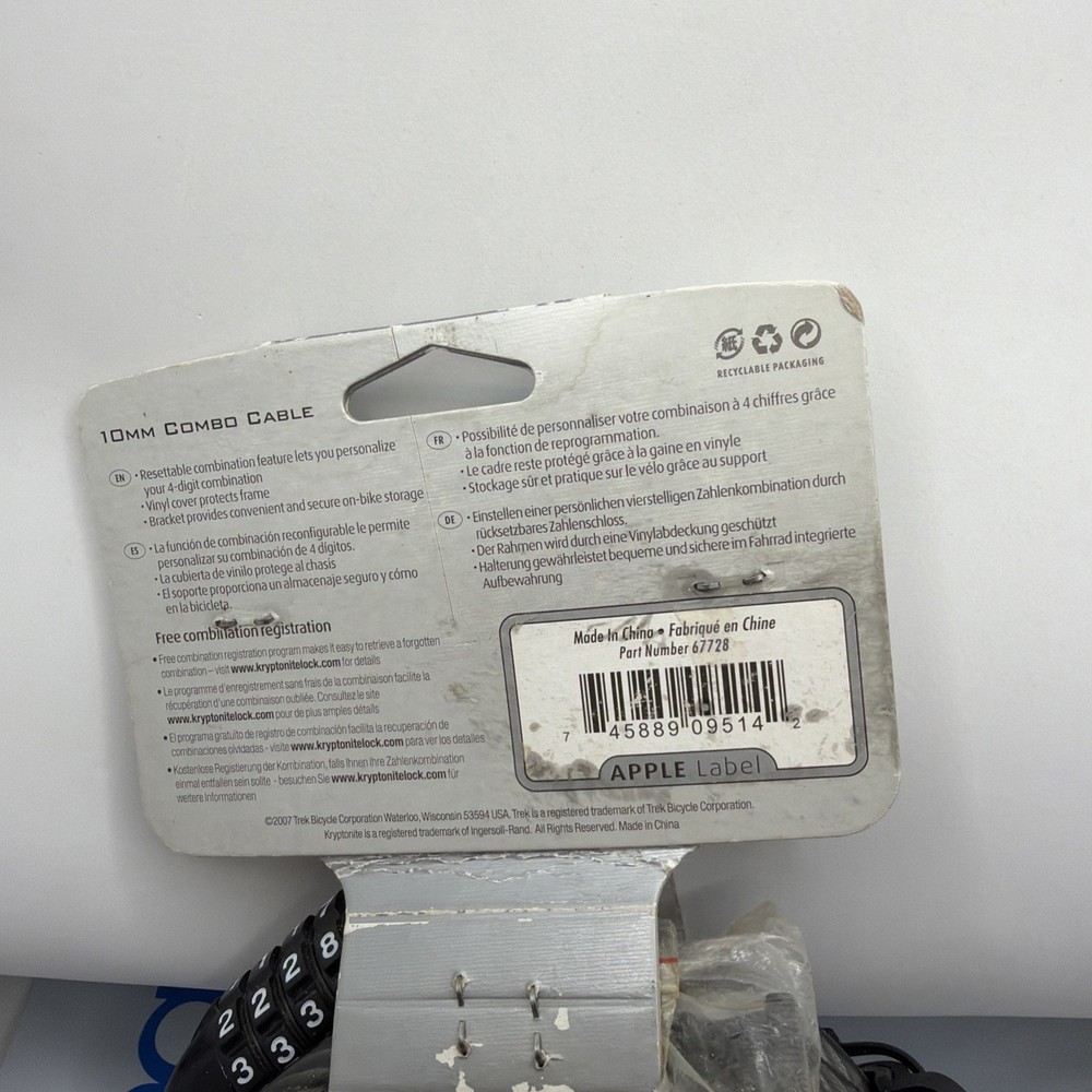 Trek Kryptonite Dreadlocks 6' x 10mm Large Combination Cable Lock Trek Lock