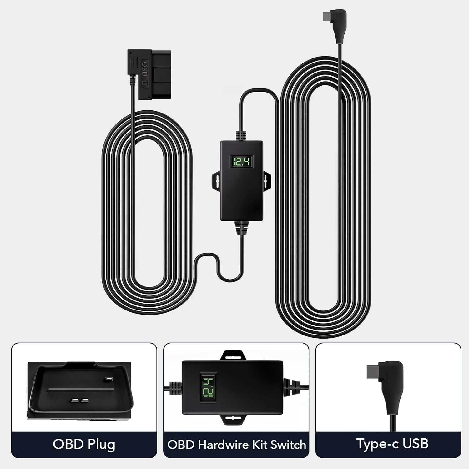 REDTIGER Dash Cam OBD Hardwire Kit Power Cable Type USB C Port for Dash Camera