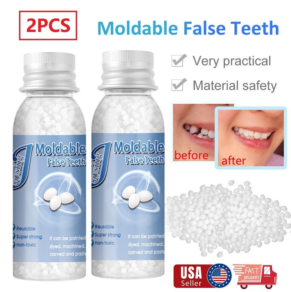 2×Resin False Teeth Solid Glue Temporary Tooth Repair Moldable Teeth Gap Denture